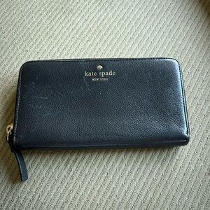 Kate Spade black leather long wallet.